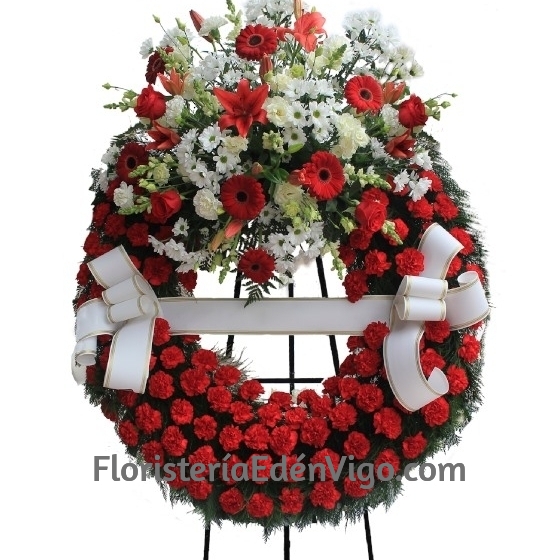 Corona Funeraria Roja y Blanca